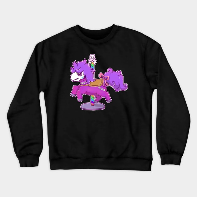 Cute Sugar Skull Carousel Horse Halloween Pastel Colors Crewneck Sweatshirt by Witchy Ways